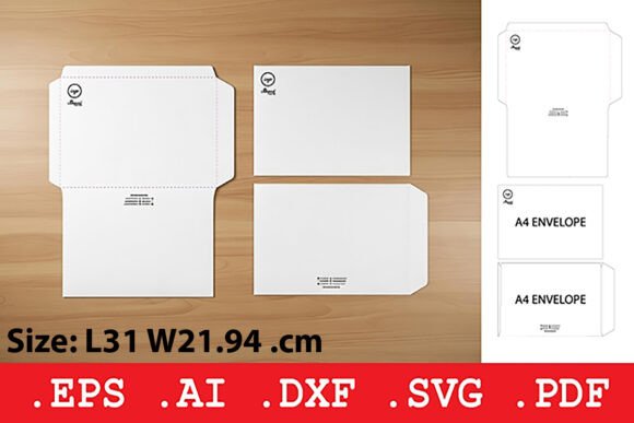 A4 Envelope Template: 3D SVG Design for Modern Brand Packaging