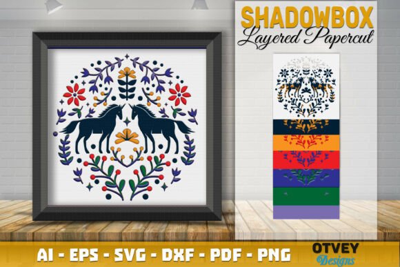Charming Scandinavian Elegance: Horse Folk Art Shadow Box for 3D SVG Branding