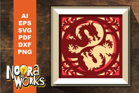 Dragon Yin Yang Shadow Box SVG for Yoga Branding