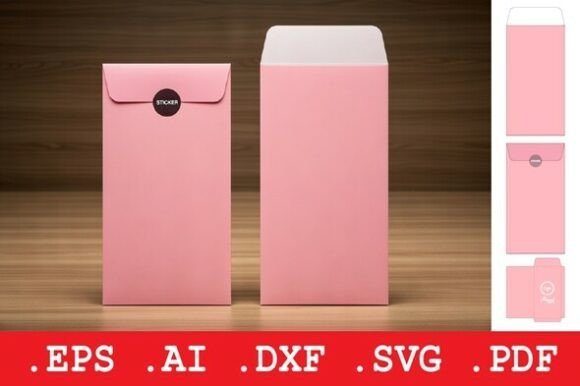 Elegant 3D SVG Vertical Pocket Envelope for Cards & Invites
