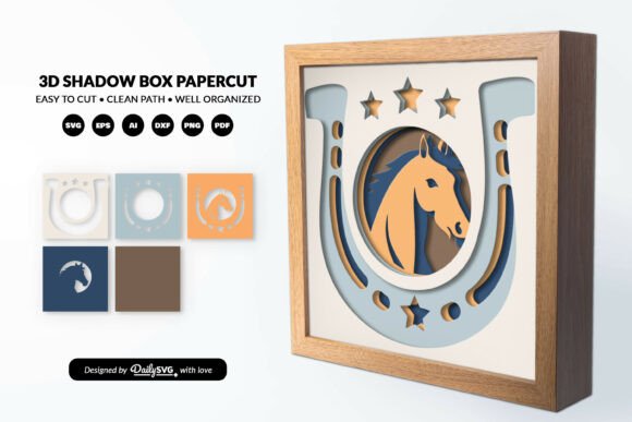 Farmhouse Horse Layered Shadow Box SVG Brings Rustic Charm to Local Branding Projects