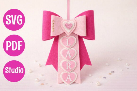 Felt Birth Announcement Bow Template: A 3D SVG for Baby-Themed Content Design