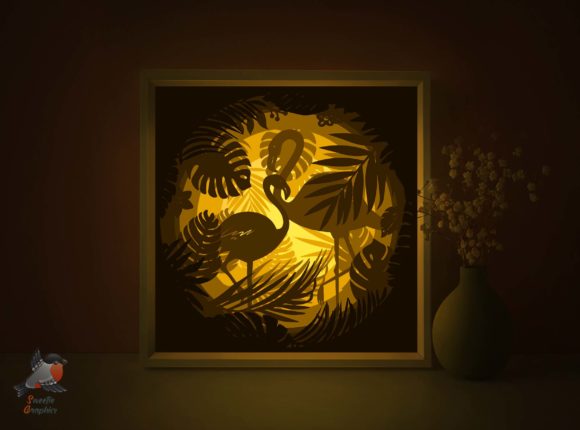 Flamingo Tropical 3D Shadow Box Template