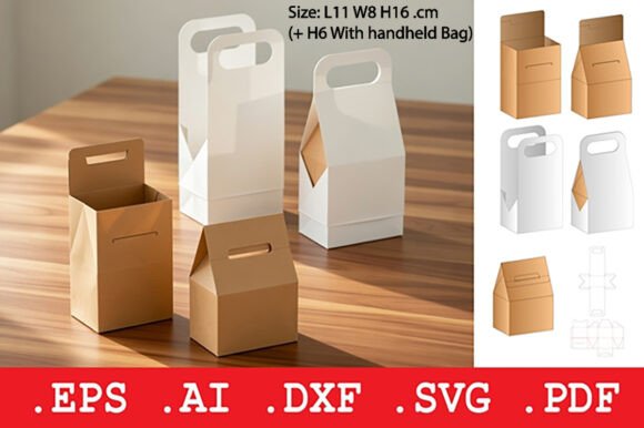 Gabled Carry Box with Integrated Handle: A 3D SVG Packaging Essential for Crafters & Etsy Sellers