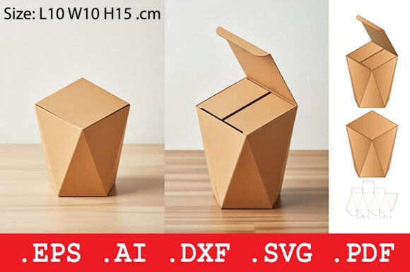 Geometric Prism Cardboard Box Dieline: A 3D SVG for Modern Brand Packaging