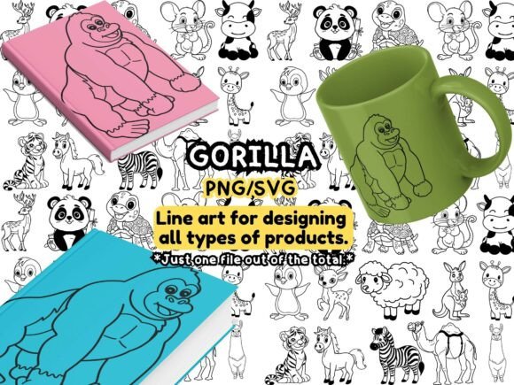 Gorilla Line Art SVG PNG Bundle β 3D SVG Freebie for Crafters & Etsy Sellers