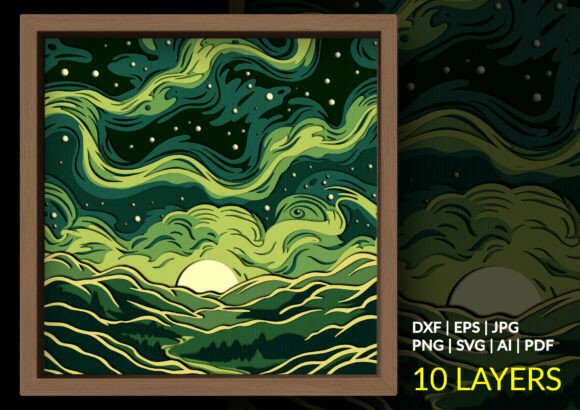 Green Starry Night Nature Shadow Box Art Review