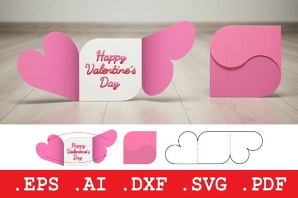 Heart Shape Fold Greeting Card: A 3D SVG Design for Valentine’s Day Branding