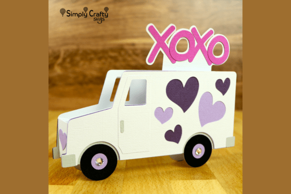 Hugs and Kisses Truck Card SVG: A 3D Valentine's Day Design for Charming Branding