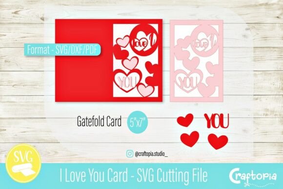 I Love You Gatefold Card - 3D SVG for Valentine’s Day Branding