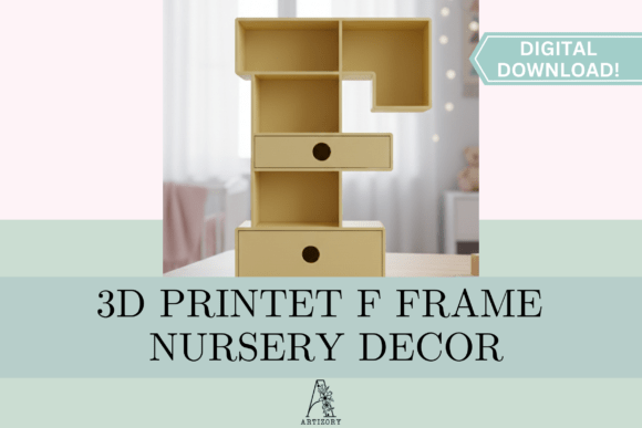 Letter F Shelf Organizer STL: 3D SVG Home Décor