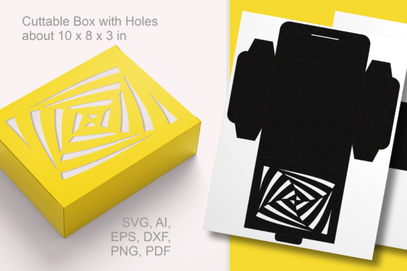 Op-Art Motif Cutout Rectangular Gift Box – 3D SVG for Life Events & Celebrations