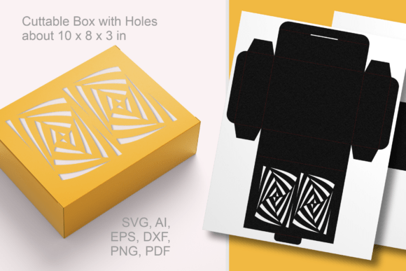 Op-Art Motif X2 Cutout Rectangular Box: A 3D SVG for Life Events & Celebrations Branding