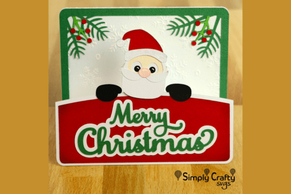 Peeking Santa Card SVG: 3D Christmas Branding