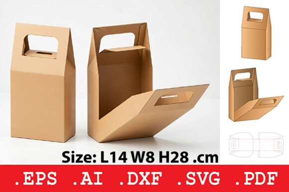 Rectangular Gable Bag with Die-Cut Handle 3D SVG Review