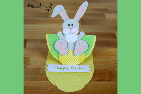 Relaxing Rabbit Easel Card SVG: Easter-Themed 3D Design for Serene Branding