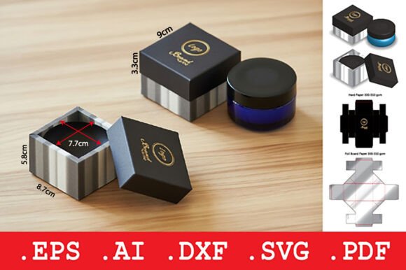 Review: Square Cosmetic Jar Folding Box 3D SVG for Editorial & Web Design Projects