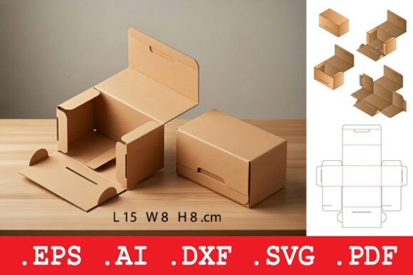 Self Locking Cardboard Mailer Box & Sh: A 3D SVG for Modern Branding and Packaging Design