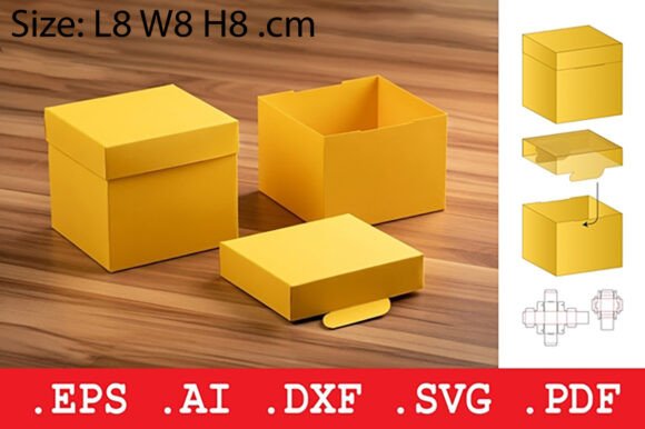 Square Gift Box with Lid – A 3D SVG for Real Crafting and Objects Design