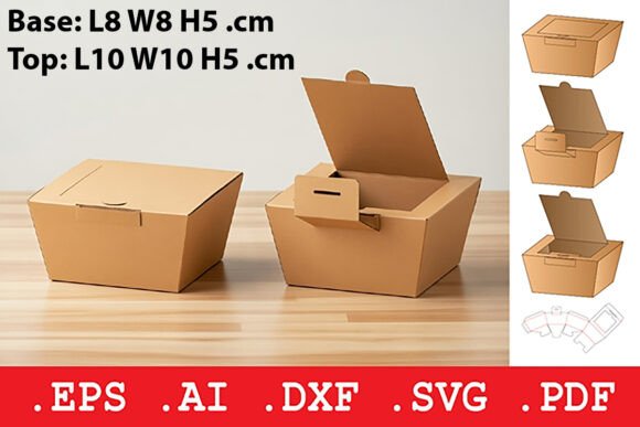 Takeout Style Tuck Lid Food Box – 3D SVG Packaging for Local Brand Identity