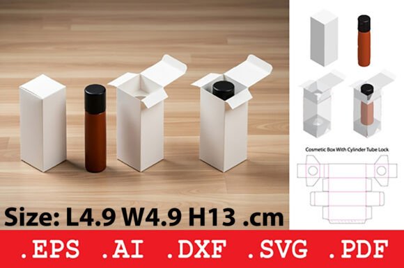 Tall Cosmetic Box with Top Bottom Lock 3D SVG for Objects Sellers