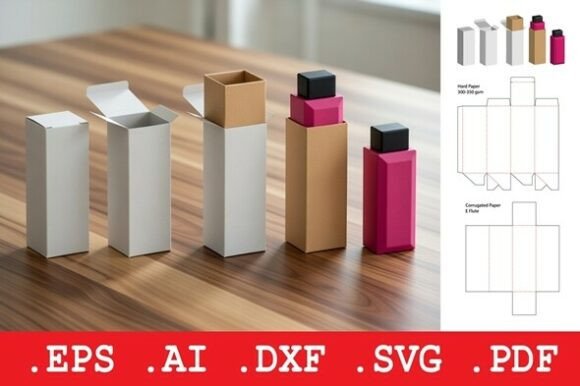 Tall Folding Cosmetic Product Box: A 3D SVG Packaging Solution for Objects That Demand Attention