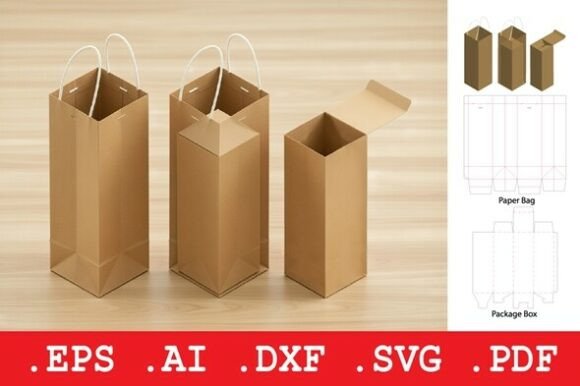 Tall Vertical Bag and Slim Box Set 3D SVG Objects