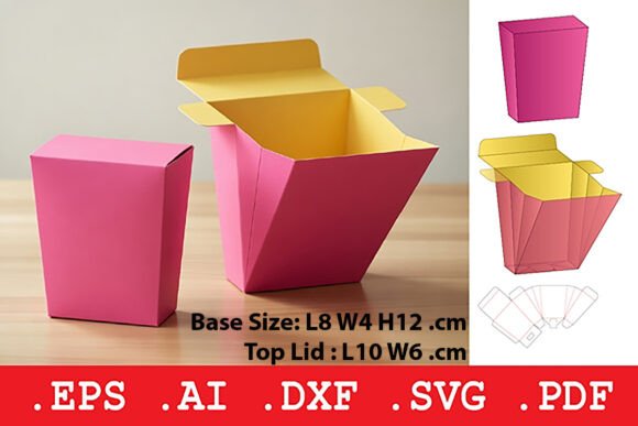 Tapered Popcorn Style Folding Gift Box: A 3D SVG Packaging Concept for Playful Branding and Objects with Impact