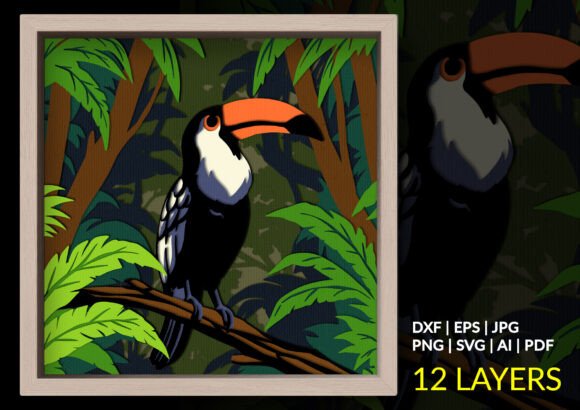 Toucan Jungle Shadow Box: 3D SVG Review