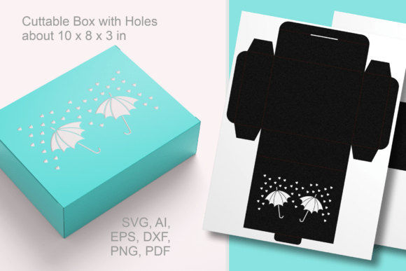 Umbrellas Baby Shower - Rectangular Box: 3D SVG Design for Charming Brand Packaging